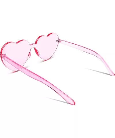 Rimless Heart Shaped Sunglasses Women One Piece Fashion Love Glasses B2419 - Pink - CM18CMOTO4G $6.79 Oversized