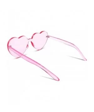 Rimless Heart Shaped Sunglasses Women One Piece Fashion Love Glasses B2419 - Pink - CM18CMOTO4G $6.79 Oversized