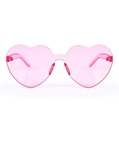 Rimless Heart Shaped Sunglasses Women One Piece Fashion Love Glasses B2419 - Pink - CM18CMOTO4G $6.79 Oversized