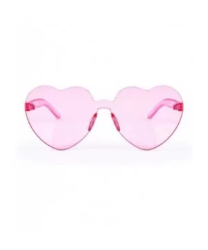 Rimless Heart Shaped Sunglasses Women One Piece Fashion Love Glasses B2419 - Pink - CM18CMOTO4G $6.79 Oversized