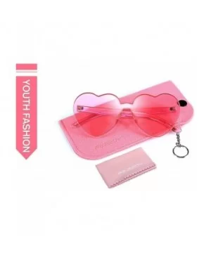 Rimless Heart Shaped Sunglasses Women One Piece Fashion Love Glasses B2419 - Pink - CM18CMOTO4G $6.79 Oversized