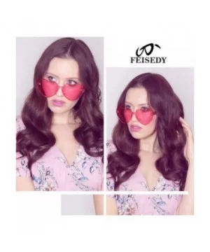 Rimless Heart Shaped Sunglasses Women One Piece Fashion Love Glasses B2419 - Pink - CM18CMOTO4G $6.79 Oversized