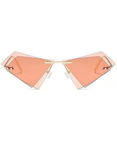 Women Fashion Sunglasses Double Triangular Ocean Slice Sunglasses With Case UV400 Protection - CE18X5TS637 $8.84 Rimless