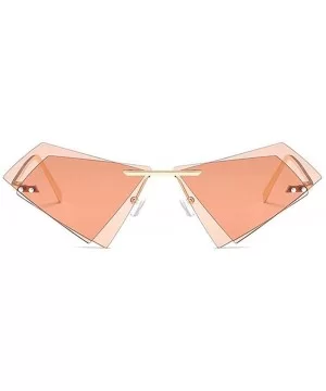 Women Fashion Sunglasses Double Triangular Ocean Slice Sunglasses With Case UV400 Protection - CE18X5TS637 $8.84 Rimless