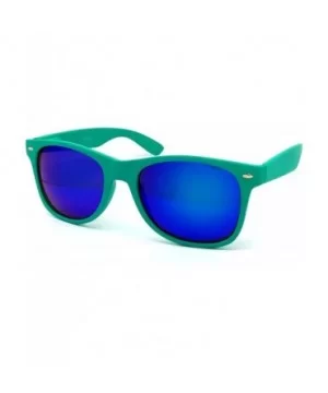 97800-1 Premium Soft Horned Rim Matte Finish Mirror Retro Sunglasses - Turquiose/ Blue - C018OENDY8X $10.39 Oversized