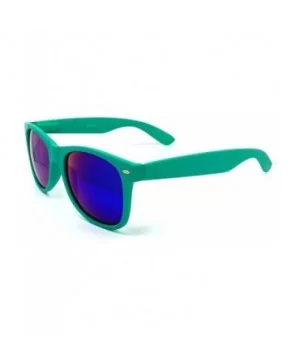 97800-1 Premium Soft Horned Rim Matte Finish Mirror Retro Sunglasses - Turquiose/ Blue - C018OENDY8X $10.39 Oversized