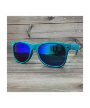 97800-1 Premium Soft Horned Rim Matte Finish Mirror Retro Sunglasses - Turquiose/ Blue - C018OENDY8X $10.39 Oversized