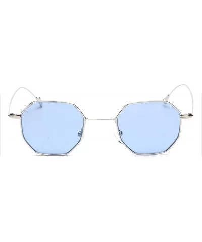 Blue Yellow Red Tinted Sunglasses Women Small Frame PolygonVintage Sun Glasses Men Retro - Clear Blue - CE198AHYX89 $33.27 Go...