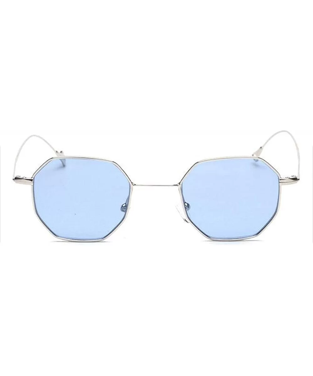 Blue Yellow Red Tinted Sunglasses Women Small Frame PolygonVintage Sun Glasses Men Retro - Clear Blue - CE198AHYX89 $33.27 Go...