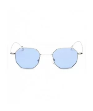 Blue Yellow Red Tinted Sunglasses Women Small Frame PolygonVintage Sun Glasses Men Retro - Clear Blue - CE198AHYX89 $33.27 Go...