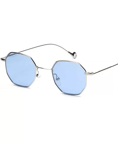 Blue Yellow Red Tinted Sunglasses Women Small Frame PolygonVintage Sun Glasses Men Retro - Clear Blue - CE198AHYX89 $33.27 Go...