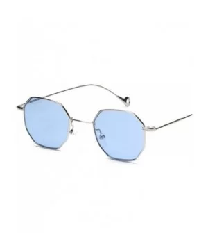 Blue Yellow Red Tinted Sunglasses Women Small Frame PolygonVintage Sun Glasses Men Retro - Clear Blue - CE198AHYX89 $33.27 Go...