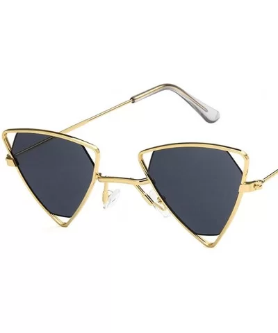 Retro Classic Trendy Stylish Sunglasses for Men Women 100% UV Protection Triangle Designer Style - Gold Grey - C518RLSWIC5 $7...