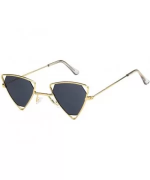 Retro Classic Trendy Stylish Sunglasses for Men Women 100% UV Protection Triangle Designer Style - Gold Grey - C518RLSWIC5 $7...