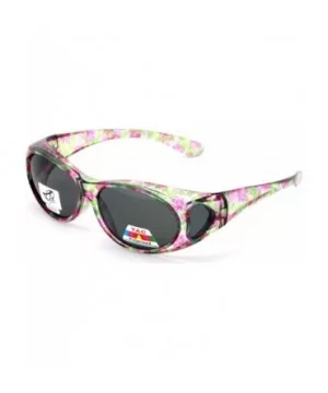 Womens Glare Blocking Polarized Fit Over Glasses Sunglasses Temple Heart 60mm - Floral - CA18HR6GWHH $7.83 Rectangular