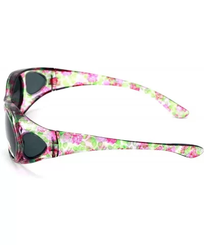 Womens Glare Blocking Polarized Fit Over Glasses Sunglasses Temple Heart 60mm - Floral - CA18HR6GWHH $7.83 Rectangular