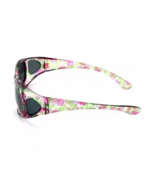 Womens Glare Blocking Polarized Fit Over Glasses Sunglasses Temple Heart 60mm - Floral - CA18HR6GWHH $7.83 Rectangular