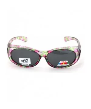 Womens Glare Blocking Polarized Fit Over Glasses Sunglasses Temple Heart 60mm - Floral - CA18HR6GWHH $7.83 Rectangular