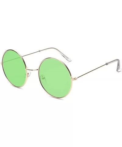 Round Small Flat Sunglasses Circle Vintage John Lennon Hippie Glasses - Dark Green - C5183N86KAM $8.82 Round