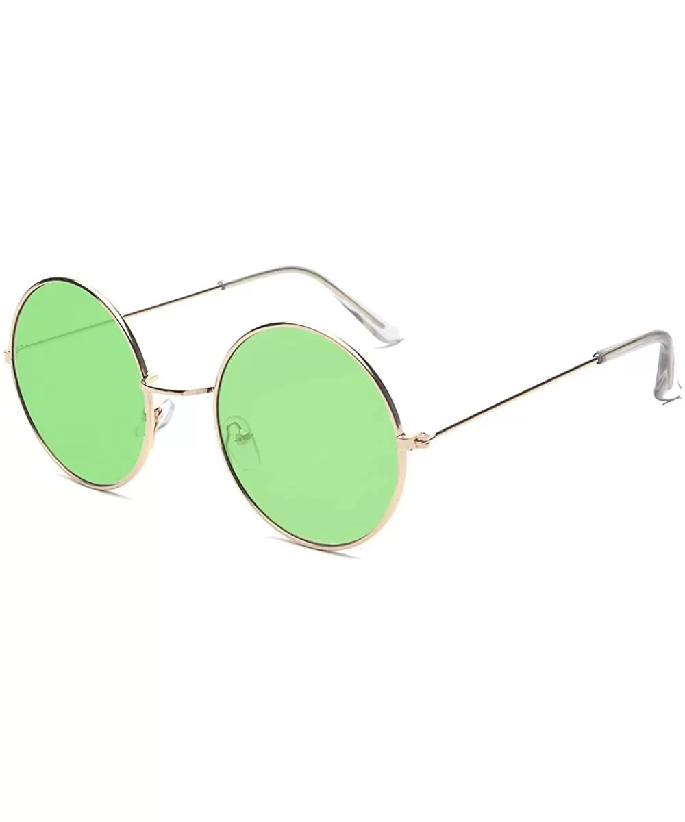 Round Small Flat Sunglasses Circle Vintage John Lennon Hippie Glasses - Dark Green - C5183N86KAM $8.82 Round