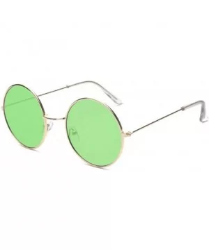 Round Small Flat Sunglasses Circle Vintage John Lennon Hippie Glasses - Dark Green - C5183N86KAM $8.82 Round