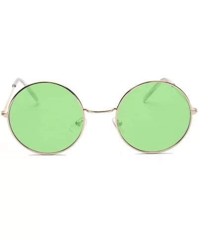 Round Small Flat Sunglasses Circle Vintage John Lennon Hippie Glasses - Dark Green - C5183N86KAM $8.82 Round