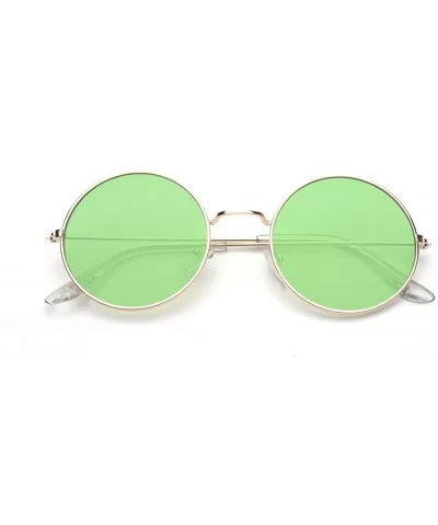 Round Small Flat Sunglasses Circle Vintage John Lennon Hippie Glasses - Dark Green - C5183N86KAM $8.82 Round