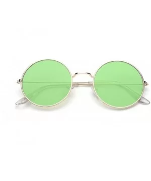 Round Small Flat Sunglasses Circle Vintage John Lennon Hippie Glasses - Dark Green - C5183N86KAM $8.82 Round