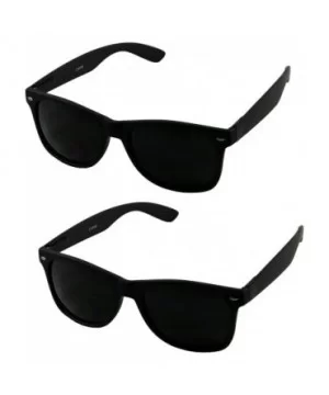 Super Dark Round Sunglasses UV400 Casual Blacked Out 80's Retro Shades - 2-pack Soft Black - CS182MQWY9N $12.49 Round