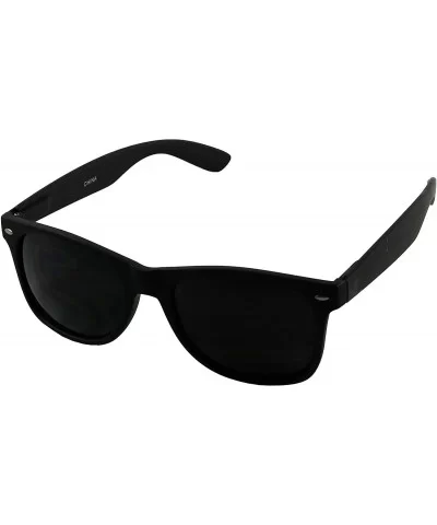 Super Dark Round Sunglasses UV400 Casual Blacked Out 80's Retro Shades - 2-pack Soft Black - CS182MQWY9N $12.49 Round