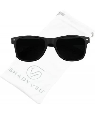 Super Dark Round Sunglasses UV400 Casual Blacked Out 80's Retro Shades - 2-pack Soft Black - CS182MQWY9N $12.49 Round