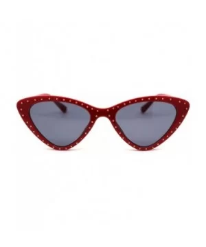 Womens Metal Stud Trim Gothic Cat Eye Plastic Sunglasses - Red Solid Black - CI18YTKT3DI $9.29 Cat Eye