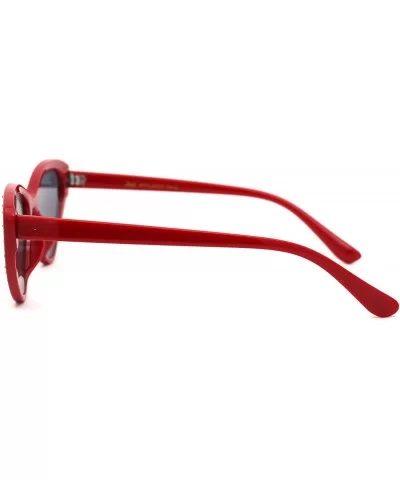 Womens Metal Stud Trim Gothic Cat Eye Plastic Sunglasses - Red Solid Black - CI18YTKT3DI $9.29 Cat Eye