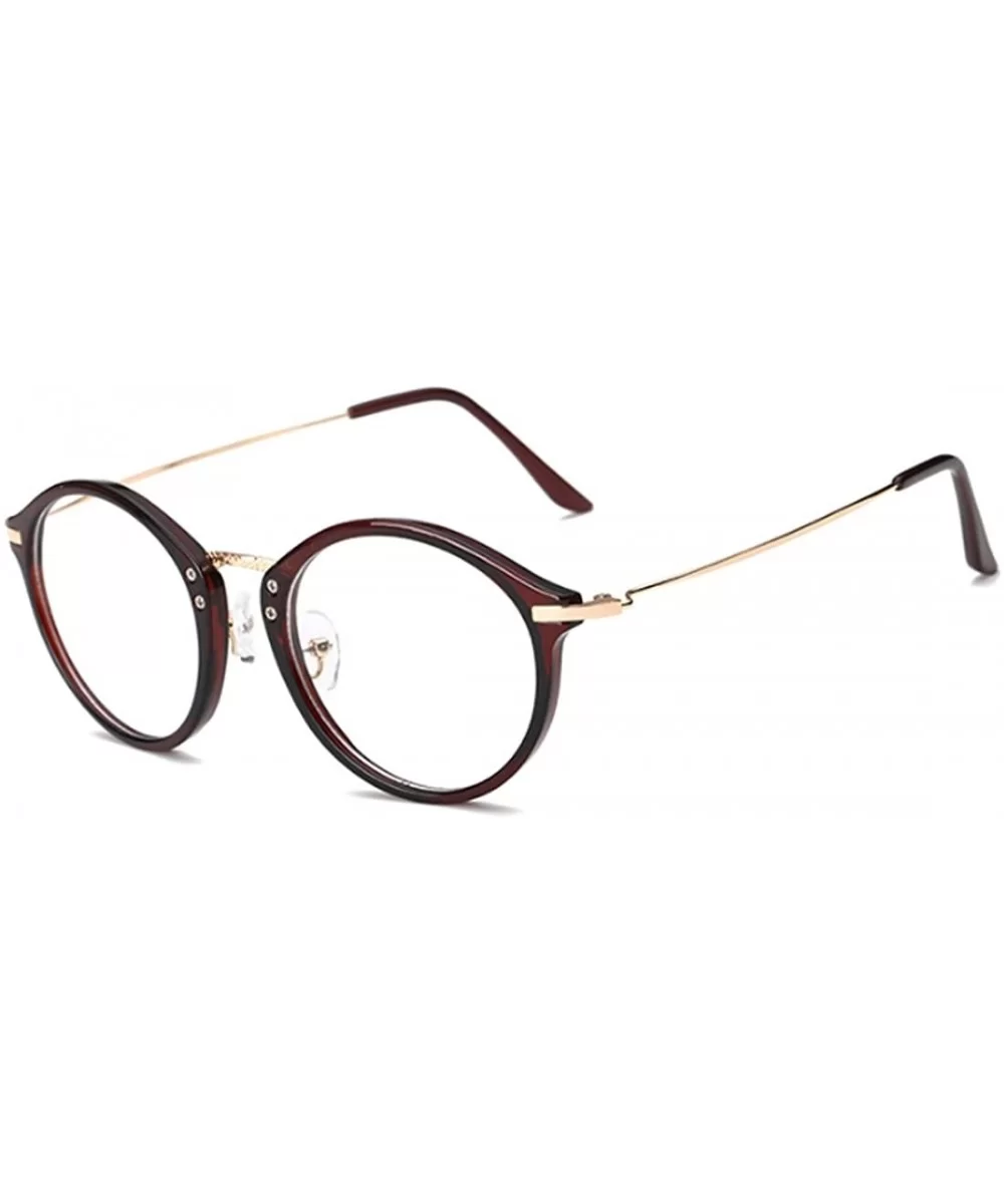 Round Frame Nearsighted Glasses Male Female metal frame resin lenses - Brown - CD18G6QZL46 $17.06 Round