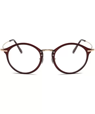 Round Frame Nearsighted Glasses Male Female metal frame resin lenses - Brown - CD18G6QZL46 $17.06 Round