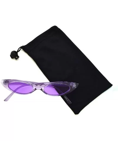 Retrp 90's Trendy Narrow Oval Cat Eye Sunglasses P2463 - Crystal Purple - CQ18S8YDDGT $5.21 Cat Eye