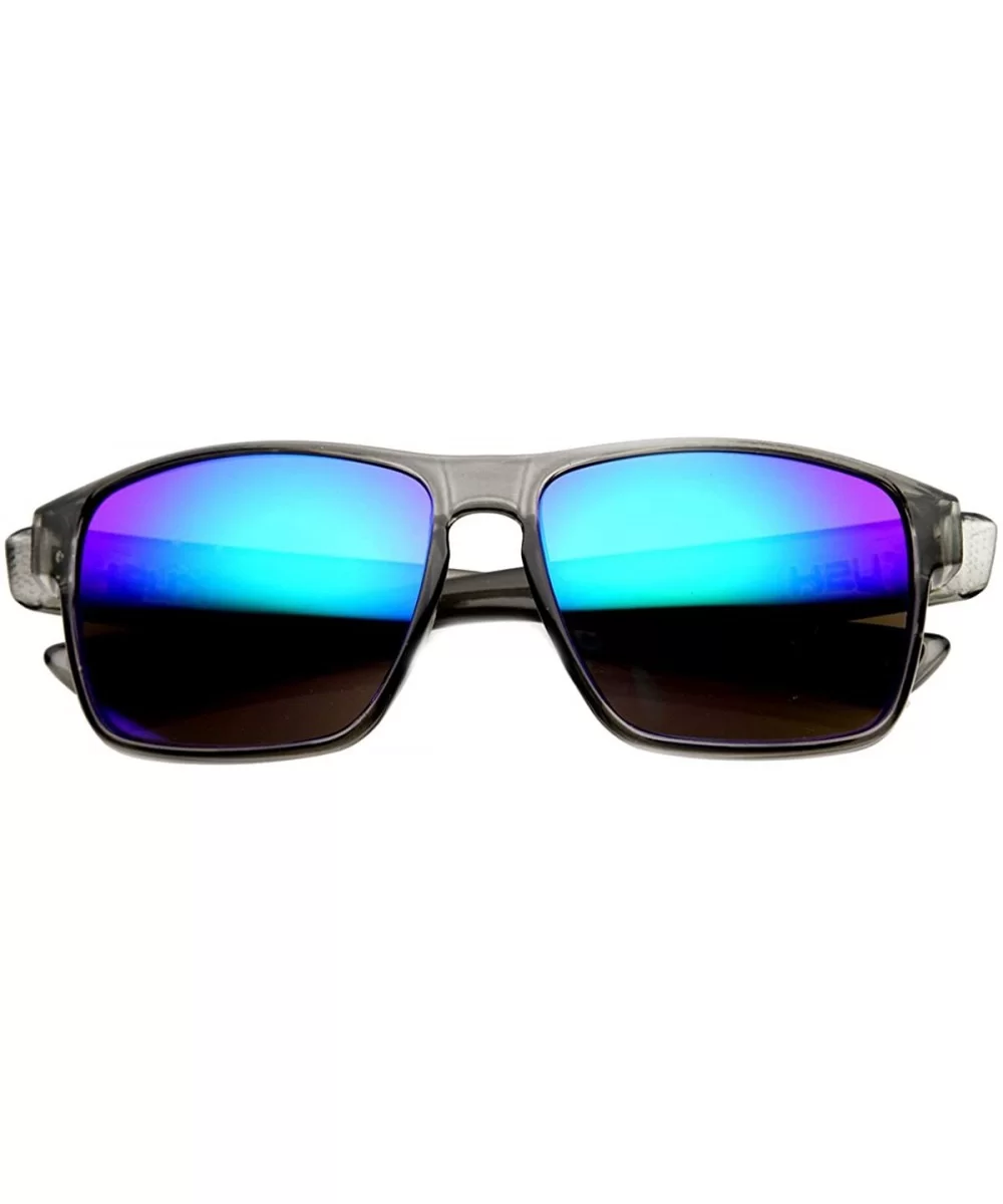 Lifestyle Round Rectangler Crystal Frame Flash Mirror Sunglasses - Grey Midnight - C611Y9UFXPV $5.77 Round