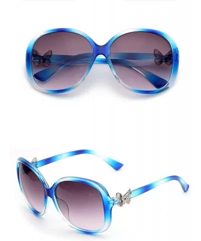 Retro Classic Butterfly Sunglasses for Women Plate Resin UV400 Sunglasses - Blue - CE18SZUGLTD $9.47 Sport