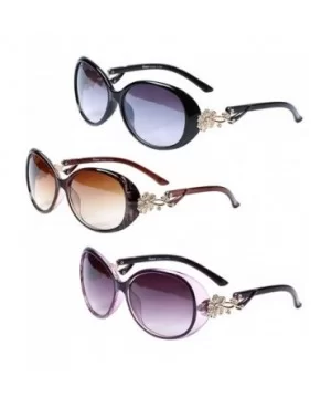 3 pairs Fashion Oversized Uv400 Protection Women's Sunglasses - Gd103(black+brown+purple) - CD12FW3TV83 $32.92 Oversized