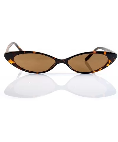 90s Vintage Extreme Wide Slim Futuristic Cat-Eye Sunglasses A130 - Tortoise/ Brown - CG18C7WG7AZ $7.86 Cat Eye