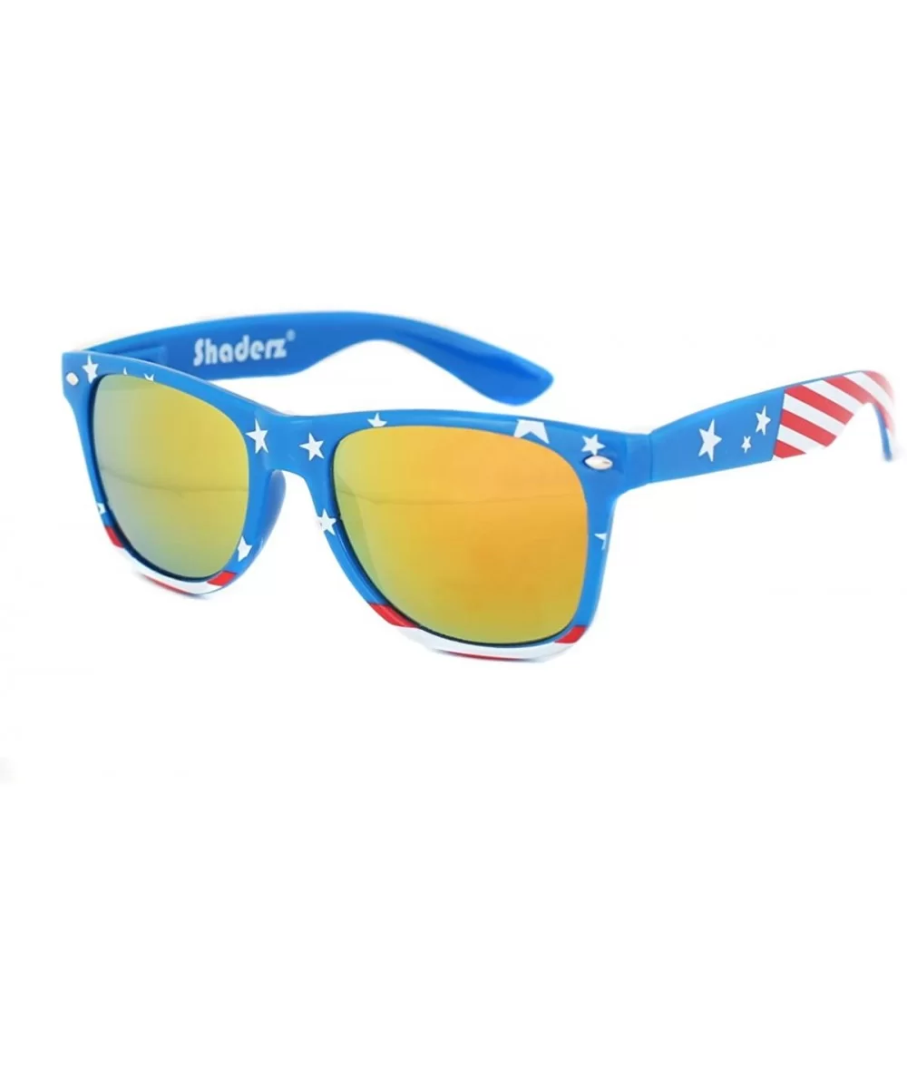 Classic Eyewear Retro 80's American USA Flag 4th of July Frame Sunglasses - Gold - CW17YI9KGUA $7.78 Shield