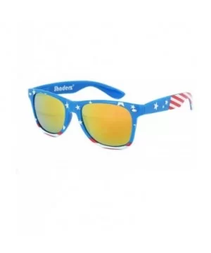 Classic Eyewear Retro 80's American USA Flag 4th of July Frame Sunglasses - Gold - CW17YI9KGUA $7.78 Shield