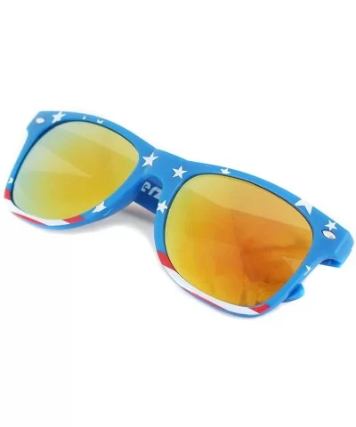 Classic Eyewear Retro 80's American USA Flag 4th of July Frame Sunglasses - Gold - CW17YI9KGUA $7.78 Shield