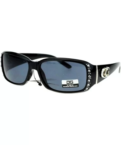 CG Eyewear Rhinestone Studded Narrow Rectangular Designer Fashion Sunglasses - Black - CB11VNDTOLL $8.84 Oversized