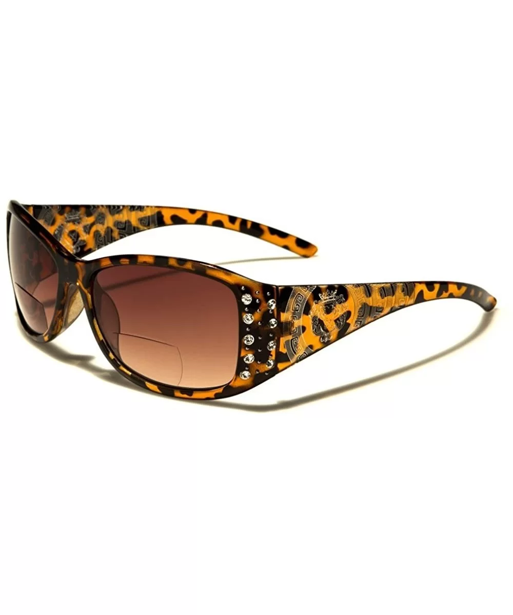 Womens Designer Bifocal Sunglasses with Rhinestones - Hard Case Included - Tortoise - C718C4QHYSN $12.14 Rectangular