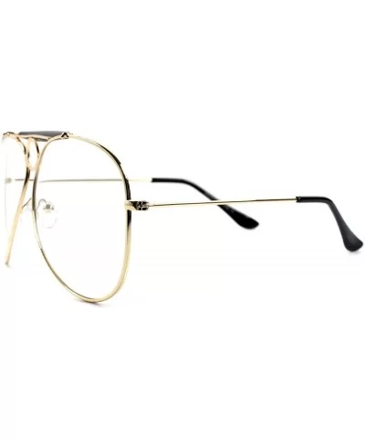 Oversized Vintage Retro 80s 90s Hip Hop Gold Aviation Clear Lens Eye Glasses - CO18024CCM5 $8.03 Aviator