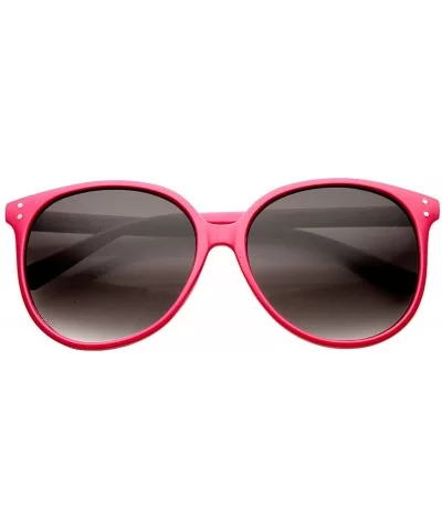 Retro P3 Round Metal Rivet Horn Rimmed Sunglasses - Pink Lavender - CQ11YEC5QAP $5.45 Oversized