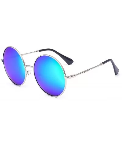 Oversized Round Circle Mirrored Hippie Hipster Sunglasses - Metal Frame - Green - CT12LYGS9PD $8.13 Cat Eye