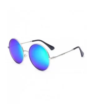 Oversized Round Circle Mirrored Hippie Hipster Sunglasses - Metal Frame - Green - CT12LYGS9PD $8.13 Cat Eye