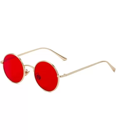 Vintage Men Sunglasses Women Retro Punk Style Round Metal Frame Colorful Lens Sun Glasses Eyewear Gafas Sol - CU1985IGQ38 $33...